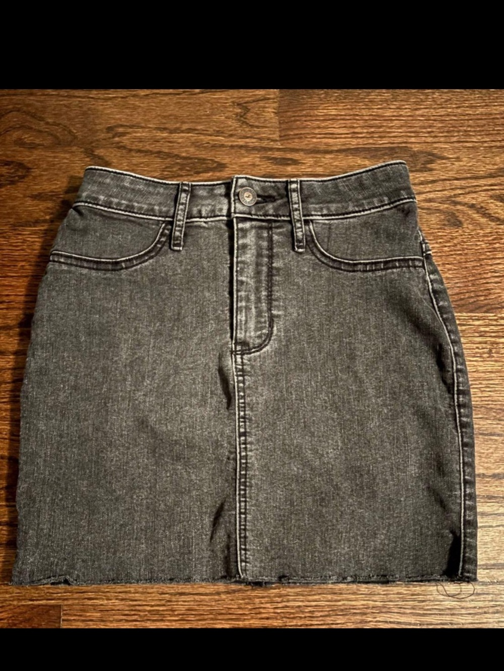 Hollister Washed Black Denim Mini Skirt